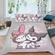 thumbnail image 2 of My Melody Conjunto de sábanas temático, trío de piezas, cómodo y amigable con la piel, diseño único, regalo de decoración para el hogar para familiares, amigos y fans,173cm *218cm, 2 of 6