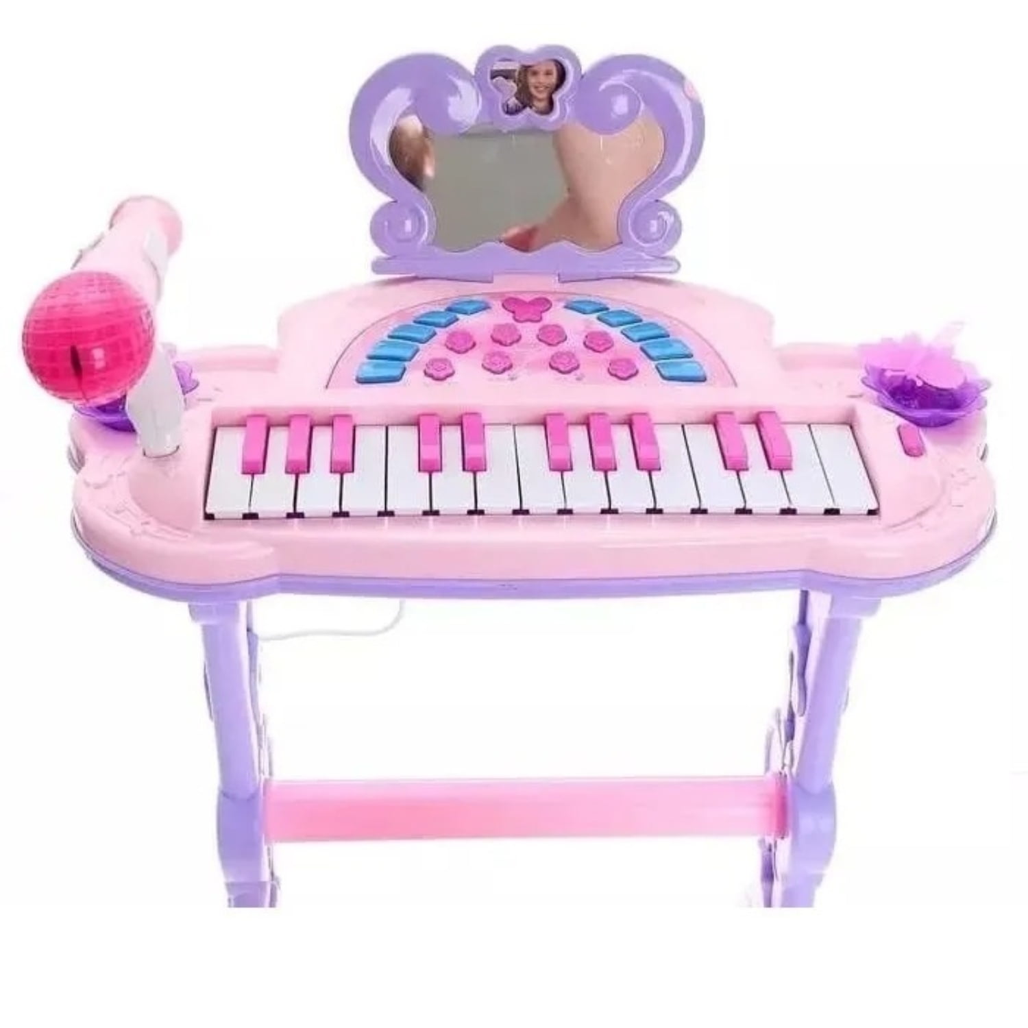 Genérico - Piano Tocador Infantil Con Micrófono Espejo Y Silla Niñas