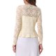 thumbnail image 3 of INSPIRE CHIC Bolero de Encaje Floral para Mujer con Dobladillo Volante, Cárdigan Corto con Lazo al Frente, Ligero para el Verano, Beige Claro M, 3 of 6