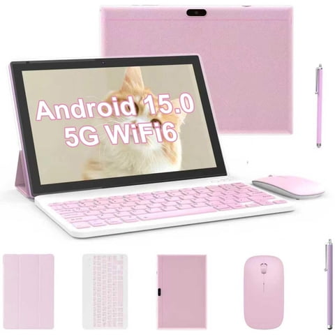 Tablet Zzb 10 Android 15 8Gb 32Gb 2 En 1 Teclado Rosado