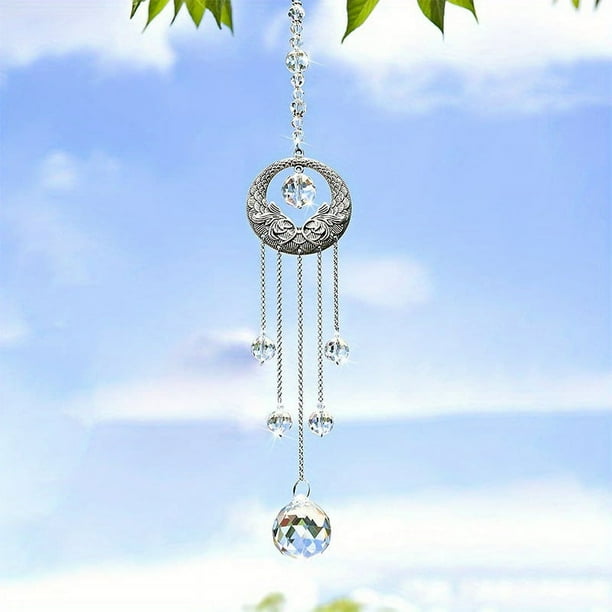 1pc Crystal Wind Catcher Wind Chime, Window Hanging Crystal Drop Prism Ornaments, Chandelier Aurora White Crystal Prism Decoration Garden Outdoor Decoration Pendant, Rainbow Hanging Suncatcher For Win