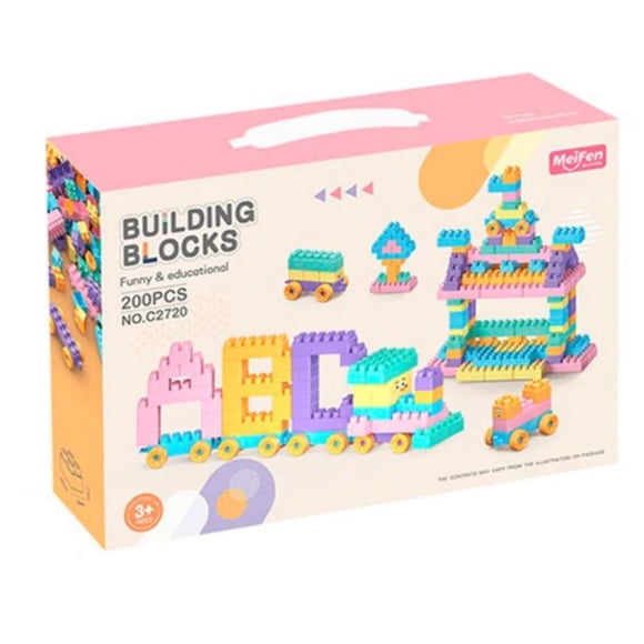 Juego Armar Bloques De Construcción Didácticos 200pcs Rosado