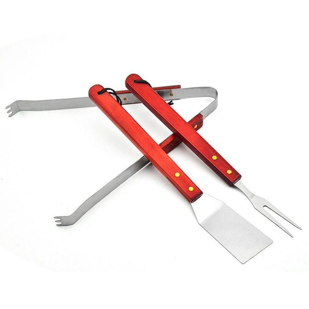 Line - Set Parrillero 3 Piezas Asado Bbq Acero Inoxidable