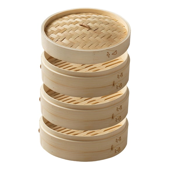 Cesta De Vapor De Bambú, Vaporera De Tela Para Verduras, Para Pollo Dimsum Bao, Diámetro De 25,4 Cm, 3 Niveles