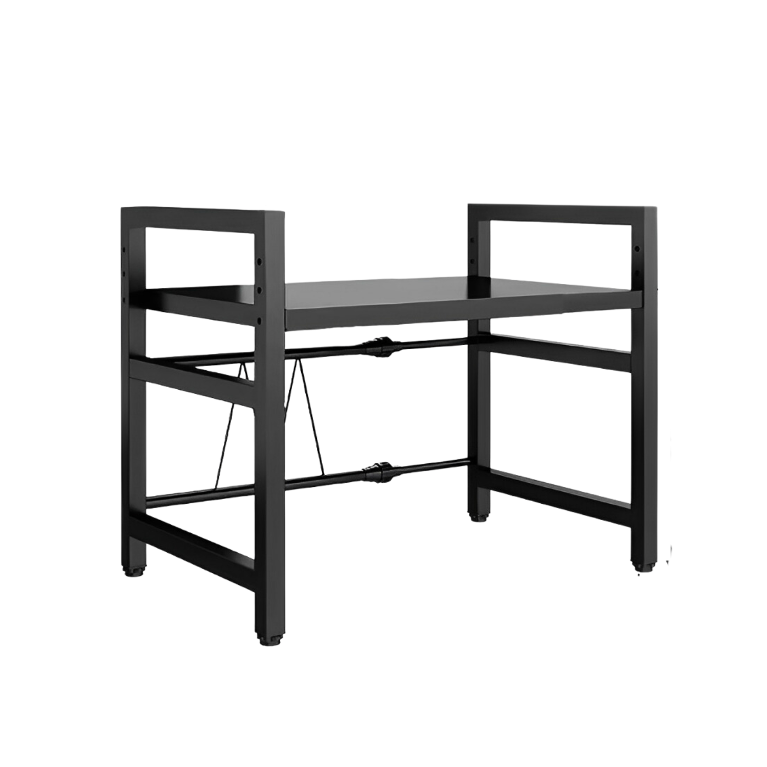 Importclick - Estante Repisa Rack Extendible Microondas Cocina Gancho Negro