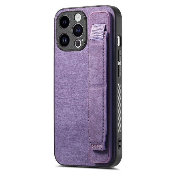Funda Protectora con Correa para iPhone 15 Pro Resistente a Golpes Morado
