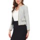 thumbnail image 4 of INSPIRE CHIC Traje de Maestra para el Regreso a Clases de Mujer Chaqueta Corta de Tweed a Cuadros Abierta para Oficina XS Blanco, 4 of 6