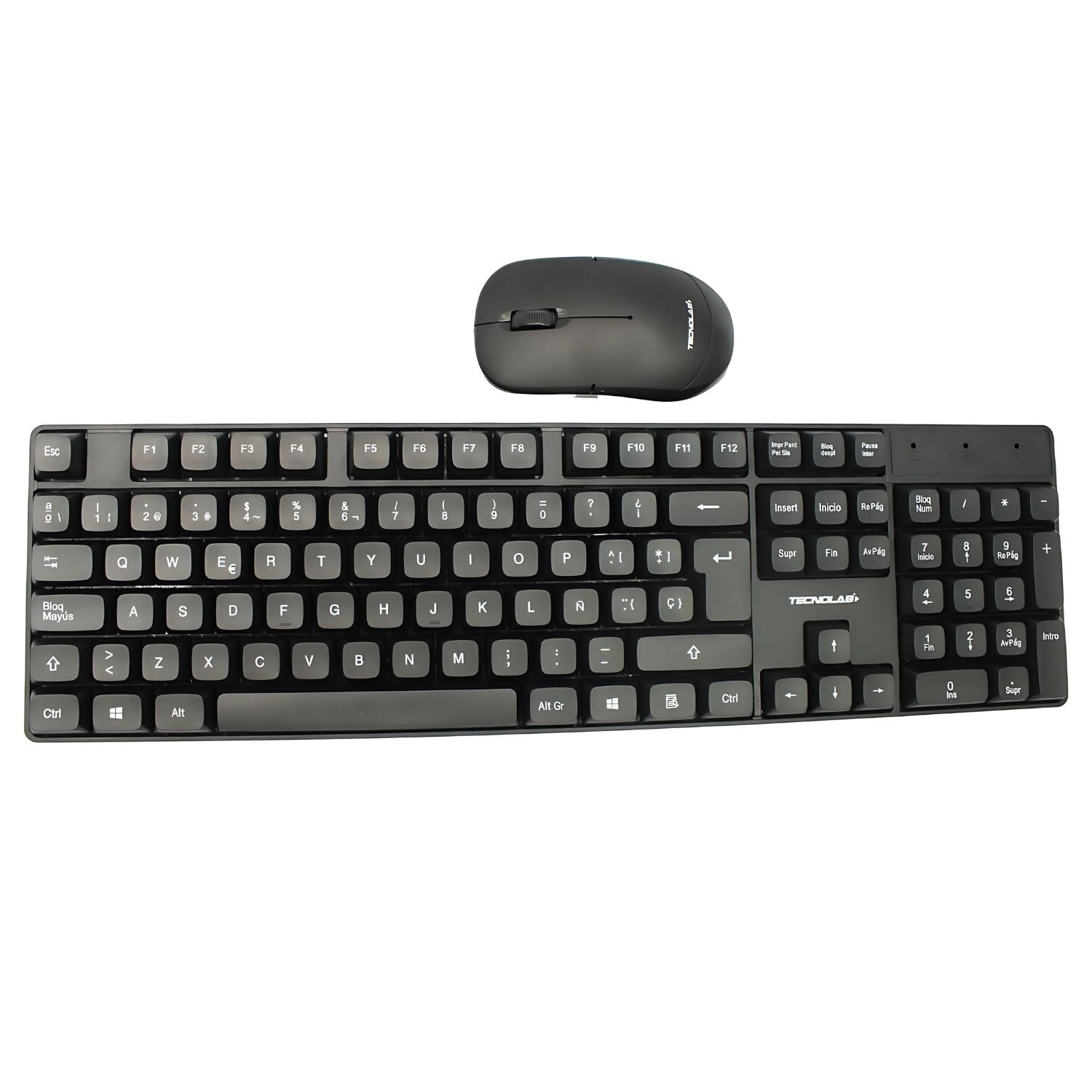 Tecnolab - Kit Teclado + Mouse Inalámbrico 2.4g Ergonómico - Ps