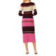 thumbnail image 3 of INSPIRE CHIC Vestido de Punto a Rayas para Mujer de Manga Larga Casual de Trabajo Ajustado L Fucsia, 3 of 5