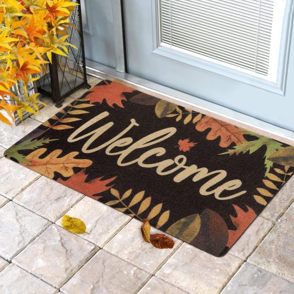 Felpudo CiyVolyeen Fall Leaves Welcome, 43 x 76 cm, poliéster