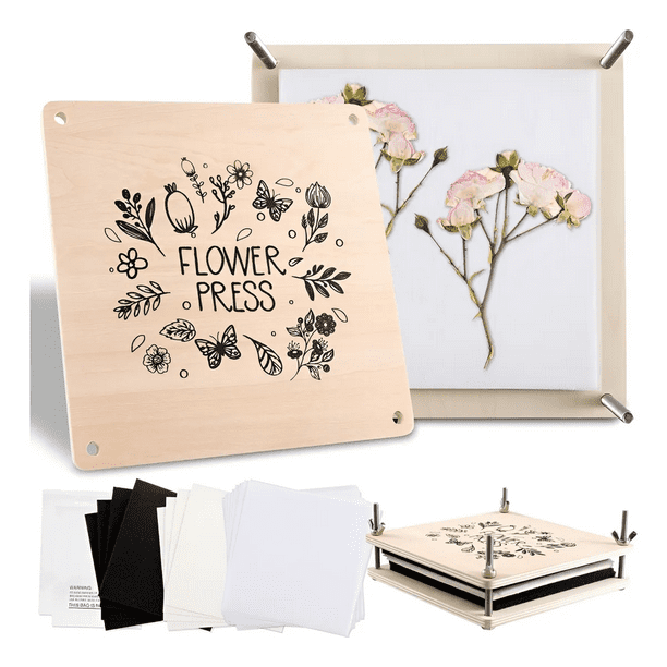 Gazocua Prensa De Flores De Madera – Set De Preservación Botánica, Herramienta De Estampado Floral Para Niños Y Adultos, Ideal Para Manualidades Y Decoración