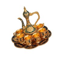 Bothyi - Juego De Tetera Y Café Turco, Juego De Tazas De Té Artesanales Para El Hogar, La Sala De Estar Y La Fiesta, Color Azul