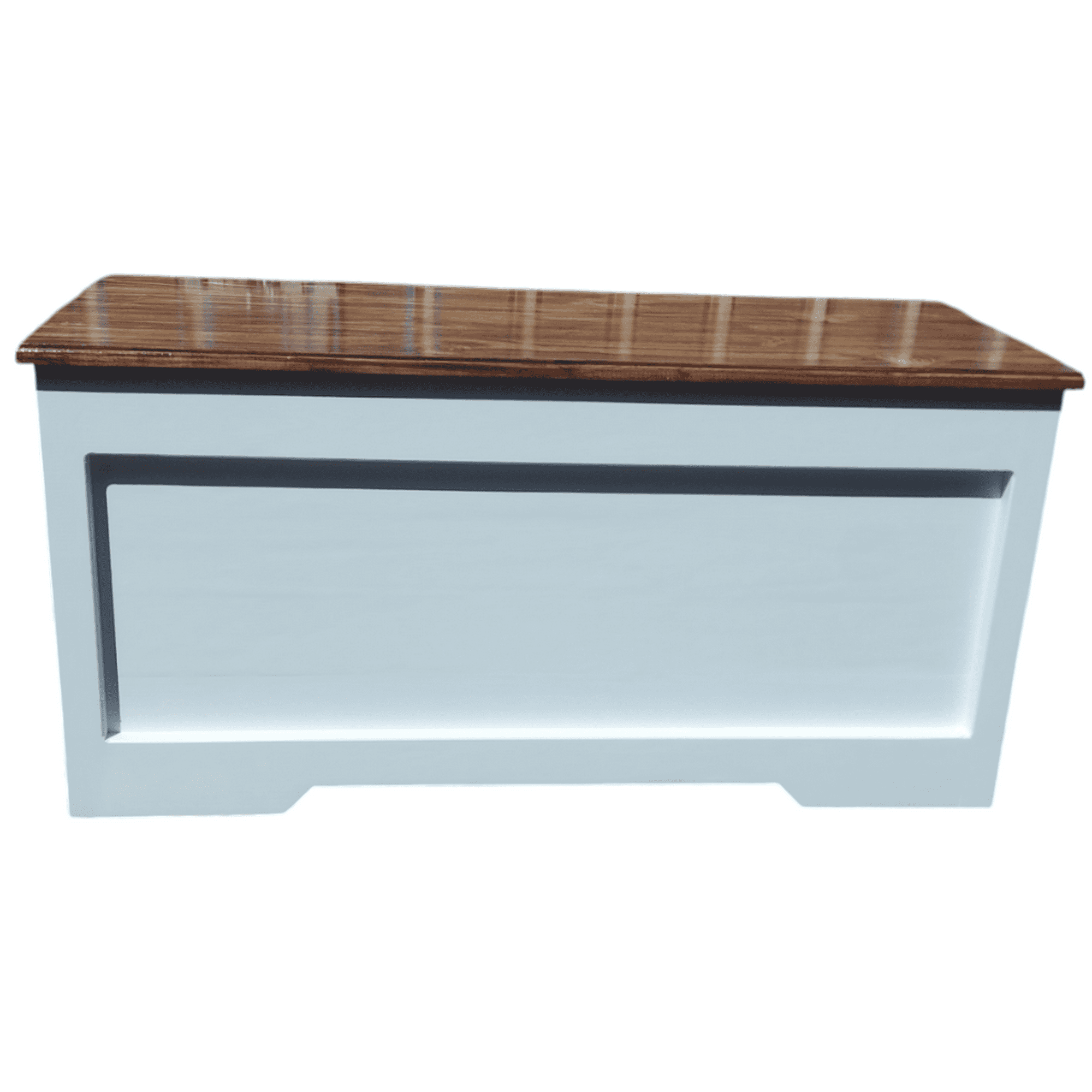 Diseños Nativa Spa - Baúl Un Metro Blanco Tapa Nogal Oscuro