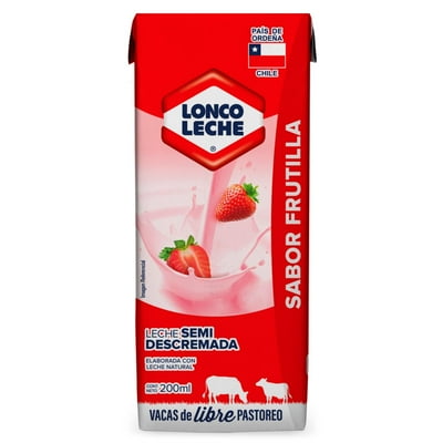 Leche Larga Vida Frutilla Caja 200 Ml Loncoleche
