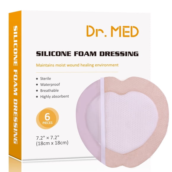 Apósito de espuma de silicona Dr. Med 18 x 18 cm, 6 piezas, impermeable