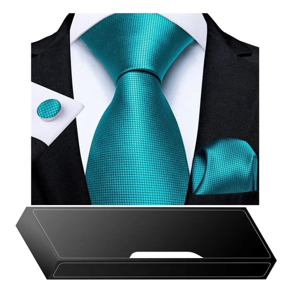 Corbata Hombres + Paño + Colleras. En Caja Para Regalo Papá celeste Talla Única