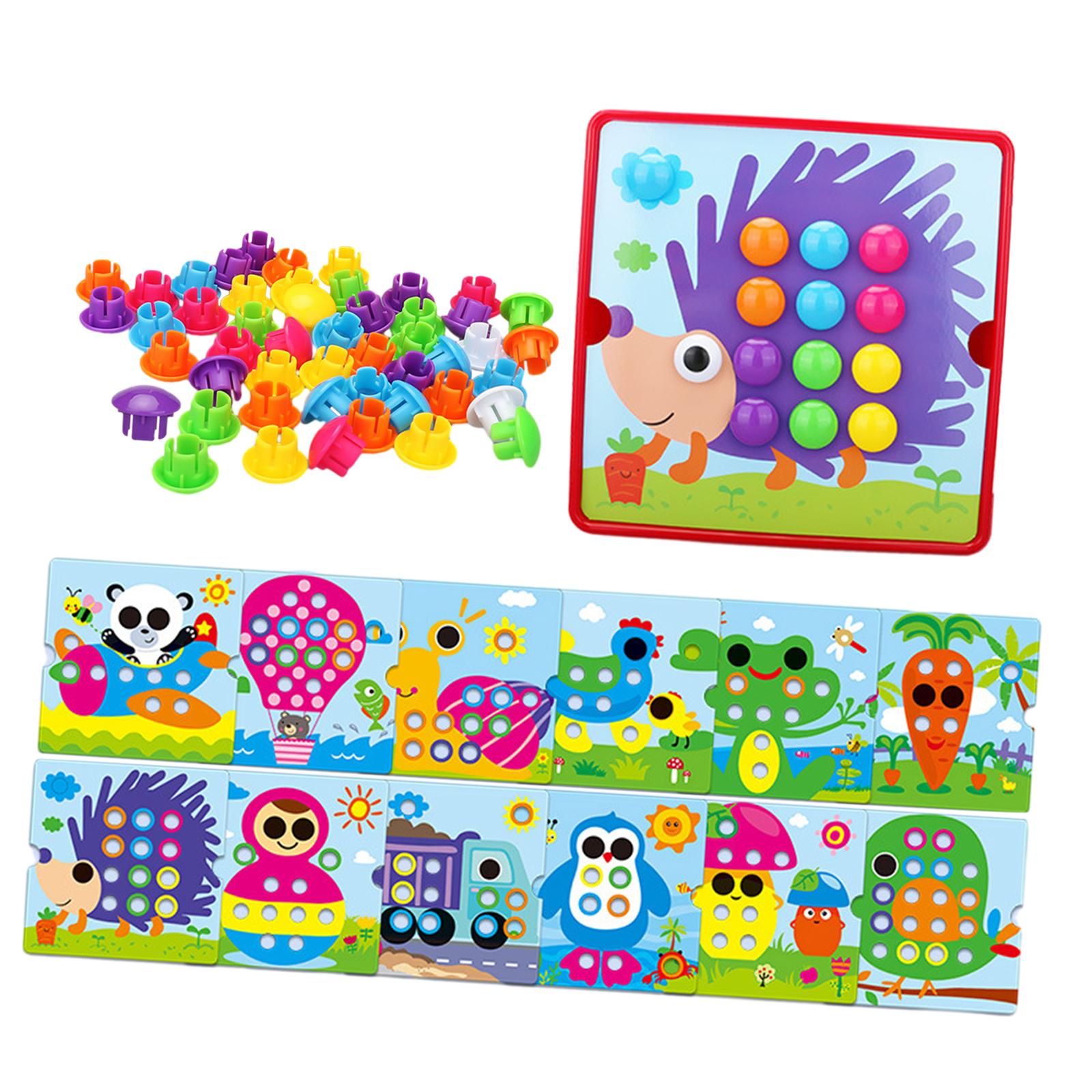 Magideal - Rompecabezas De Tablero Perforado Con Mosaico De Hongos A Juego, Actividades, Manualidades De Tablero Perforado Para Niños De 2, 3 Y 4 Años, Regalos D Estilo F