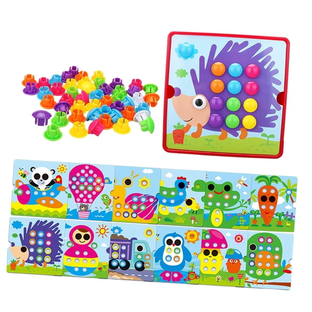 Rompecabezas de tablero perforado con mosaico de hongos a juego, actividades, manualidades de tablero perforado para niños de 2, 3 y 4 años, regalos d Estilo F