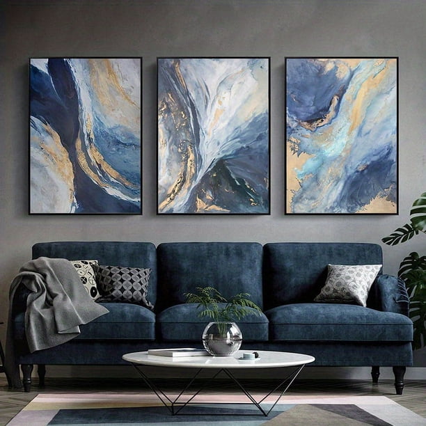 3pcs Gold Luxury Canvas Paintings: Add a Touch of Elegance to Your Home Decor!