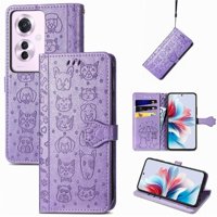Funda Cartera Foxdock Para Oppo Reno 11F 5G , Flip Pu Con Relieve De Gatos Y Perros, Tarjetero Y Soporte