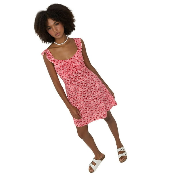 Vestido Mujer Corto Vuelos Print Rojo Corona