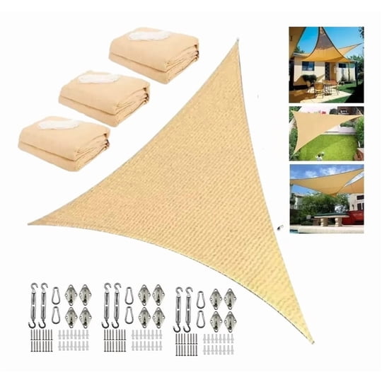 Genérico - X3 Kit De Instalacion Anclaje + 3 Toldo Vela Sombra Lona 5x5