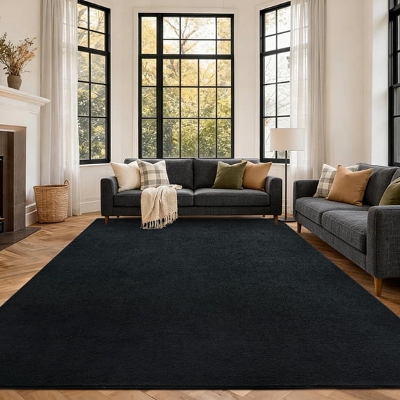Alfombra de área FinRèc Home 274 cm x 183 cm Negra Lavable