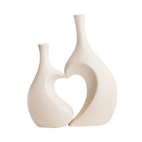 Bothyi - Juego De Jarrón De Cerámica, Jarrón Minimalista En Forma De Corazón Para Comedor, Casa, Granja, Blanco