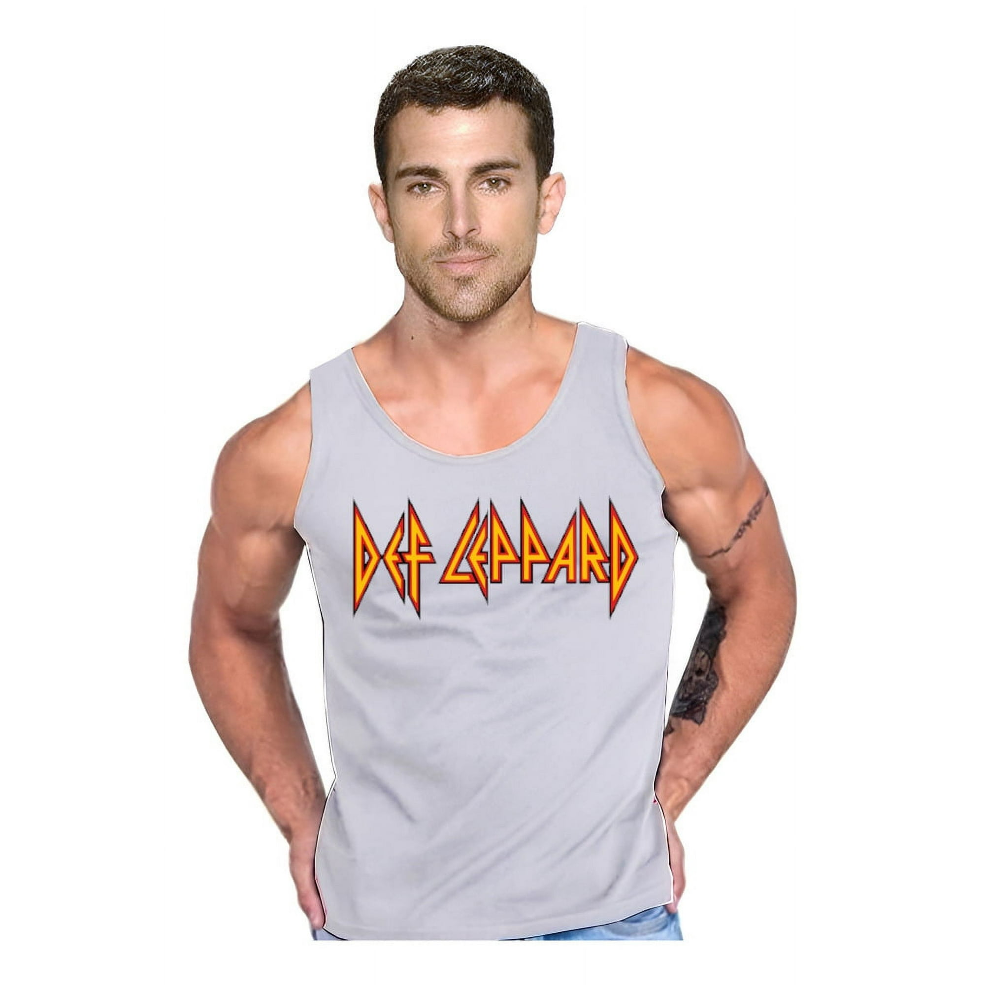 Persodesign - Polera Estampada Rock Def Leppard Musculosa Tank Gym Life Talla Xl Gris Hombre