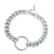 thumbnail image 1 of Collar de cadena de eslabones cubanos declarativos con círculo motero para hombre, plata para mujer, 1 of 5