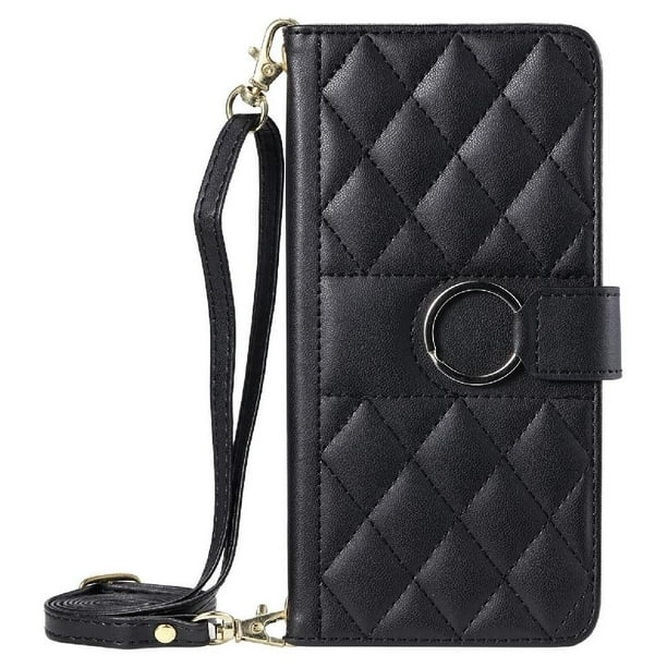Funda tipo billetera FOXDOCK para iPhone 15 Plus – Tapa abatible con correa para mujer