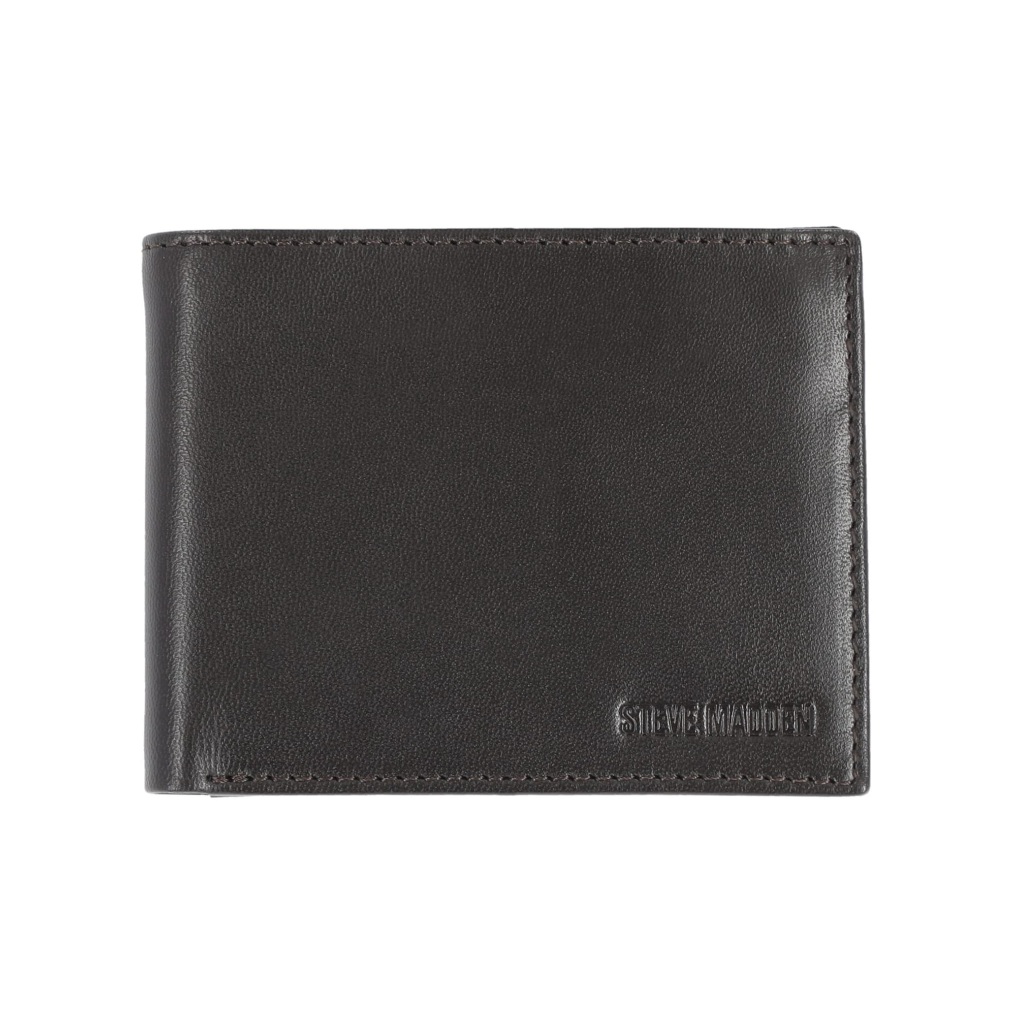 Cartera Steve Madden De Piel Para Hombre Con Capacidad Extra, Color Marrón