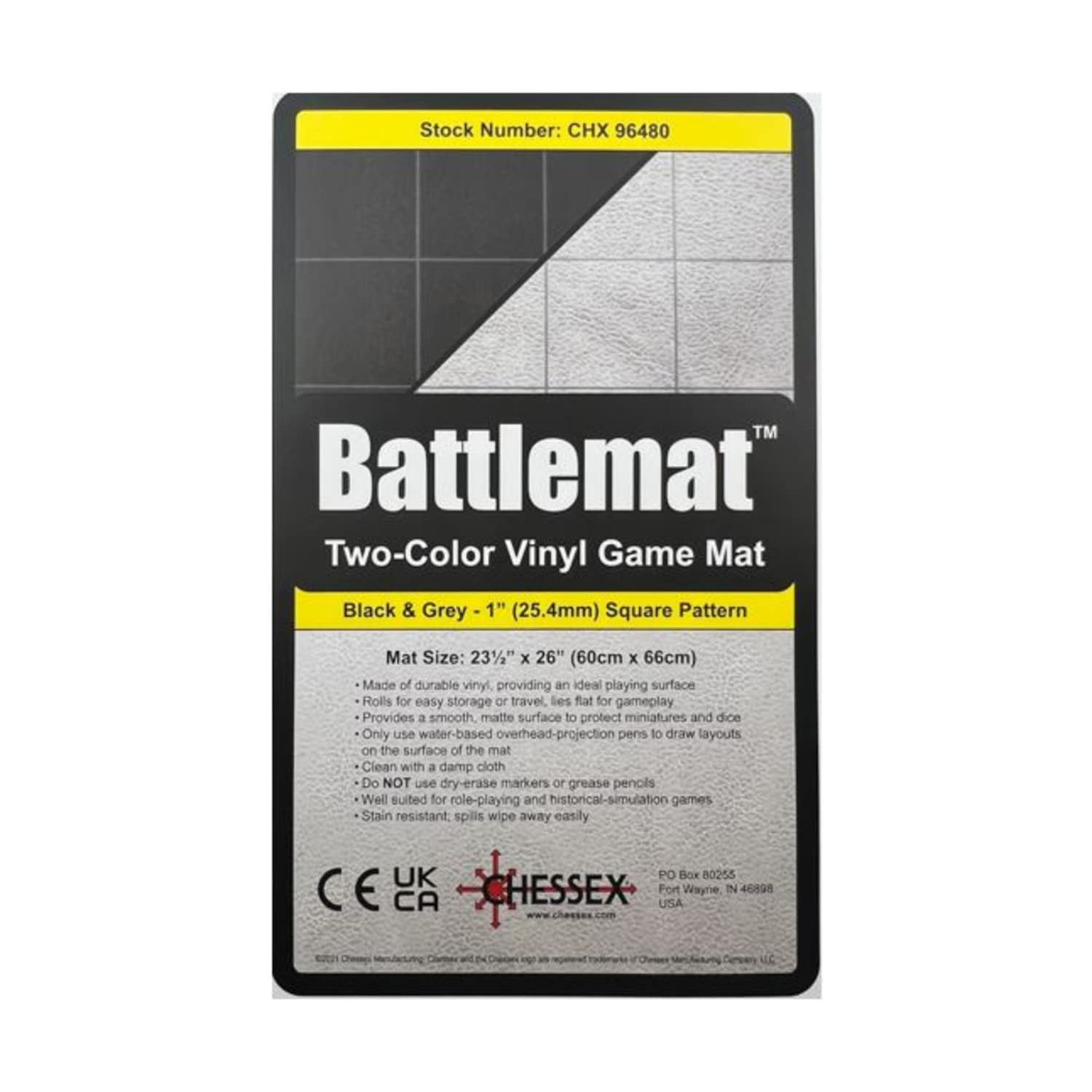 Alfombra De Batalla Play Mat Chessex De 2 Caras, Negro/gris, Para Juegos De Rol De Mesa
