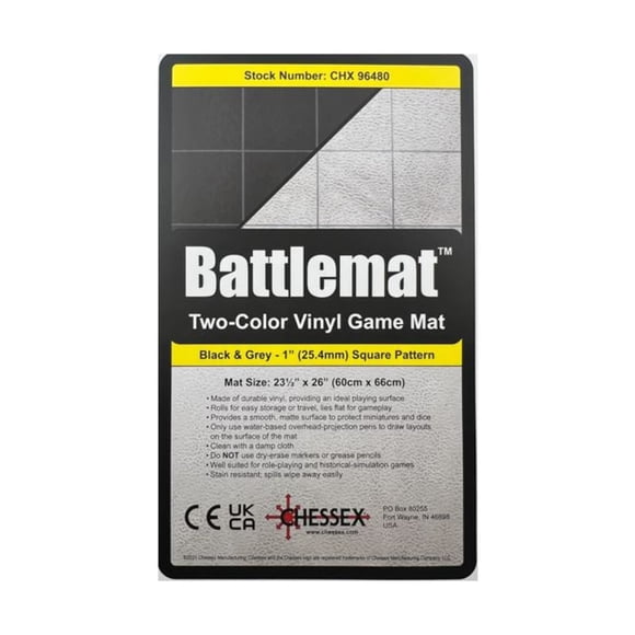 Alfombra de batalla Play Mat Chessex de 2 caras, negro/gris, para juegos de rol de mesa