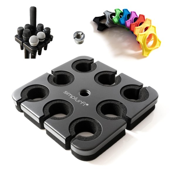 Soporte para micrófono Simplurfi Multi para soporte de micrófono con 8 anillos