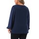 thumbnail image 3 of Agnes Orinda Blusa Elegante de Mujer Talla Grande de Chifón con Paneles en Capas, Cuello Redondo, Mangas Largas, 3X Azul Oscuro, 3 of 6