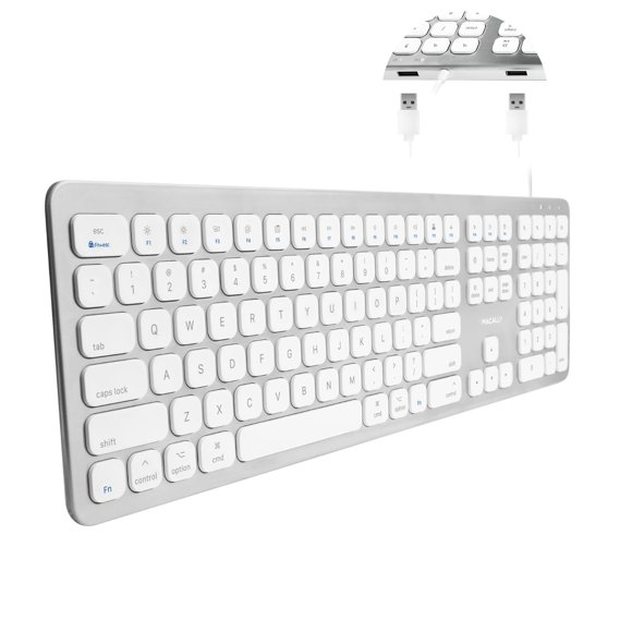 Teclado Macally WKEYHUBMB con Cable USB y 2 Puertos de Aluminio