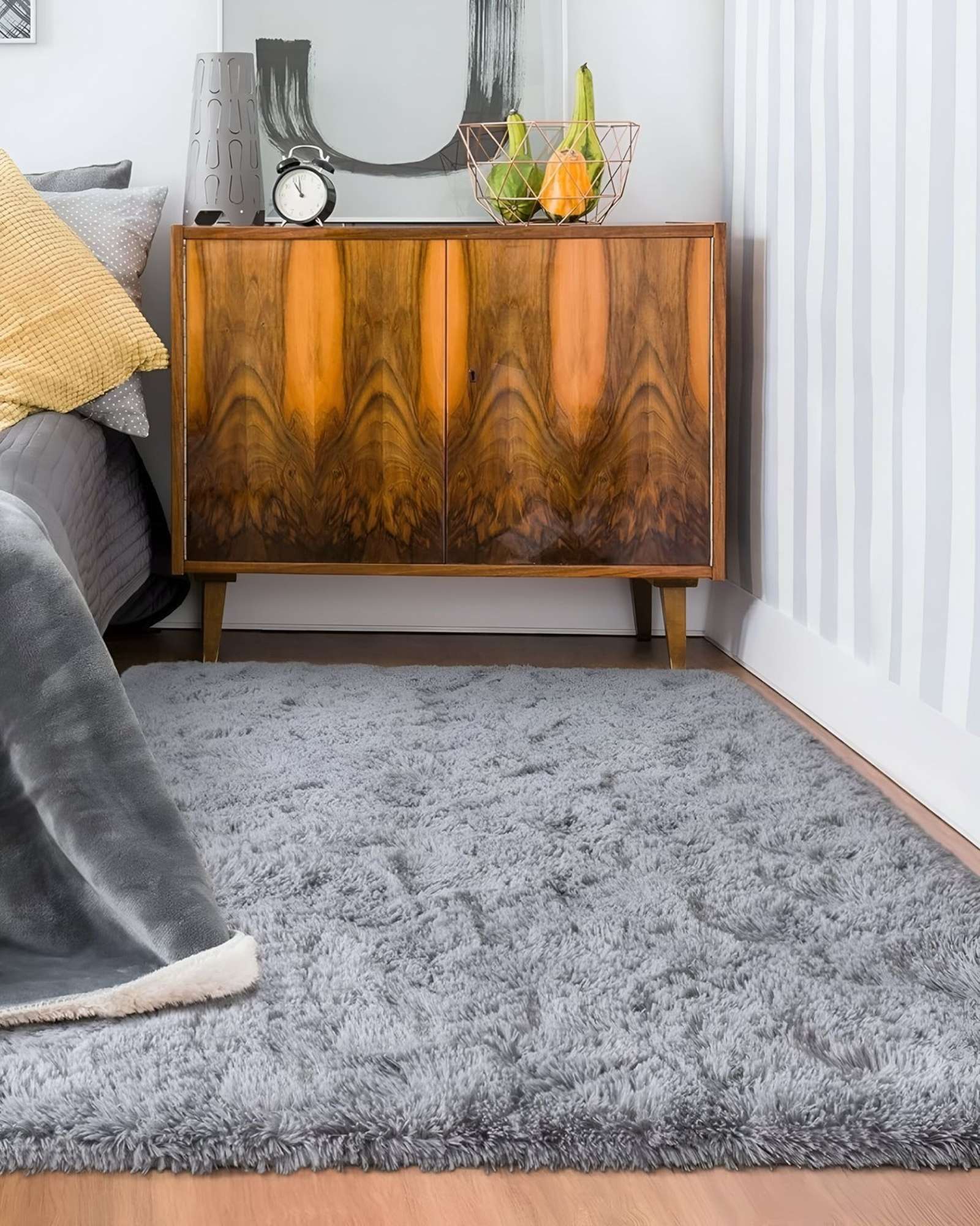 Teng Fei - Alfombra Grande Suave 240 X 200 Cm Primera Calidad Gris