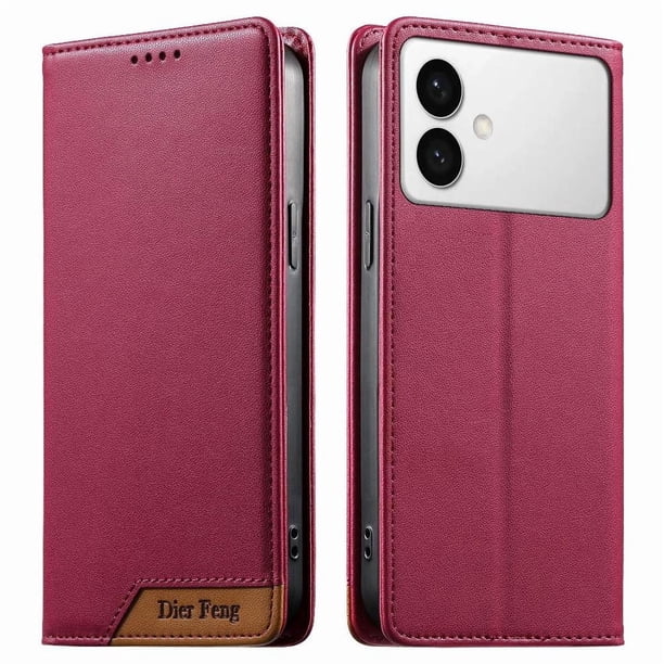 Funda Tipo Cartera de Cuero Sintético para Samsung Galaxy S26 Edge Bloqueo RFID, con Ranuras para Tarjetas y Bolsillo para Efectivo, Cierre Magnético Fuerte Rojo
