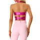 thumbnail image 3 of INSPIRE CHIC Top metálico con cuello halter para mujer, escote en V profundo, top corto holográfico sin espalda XL rosa intenso, 3 of 6