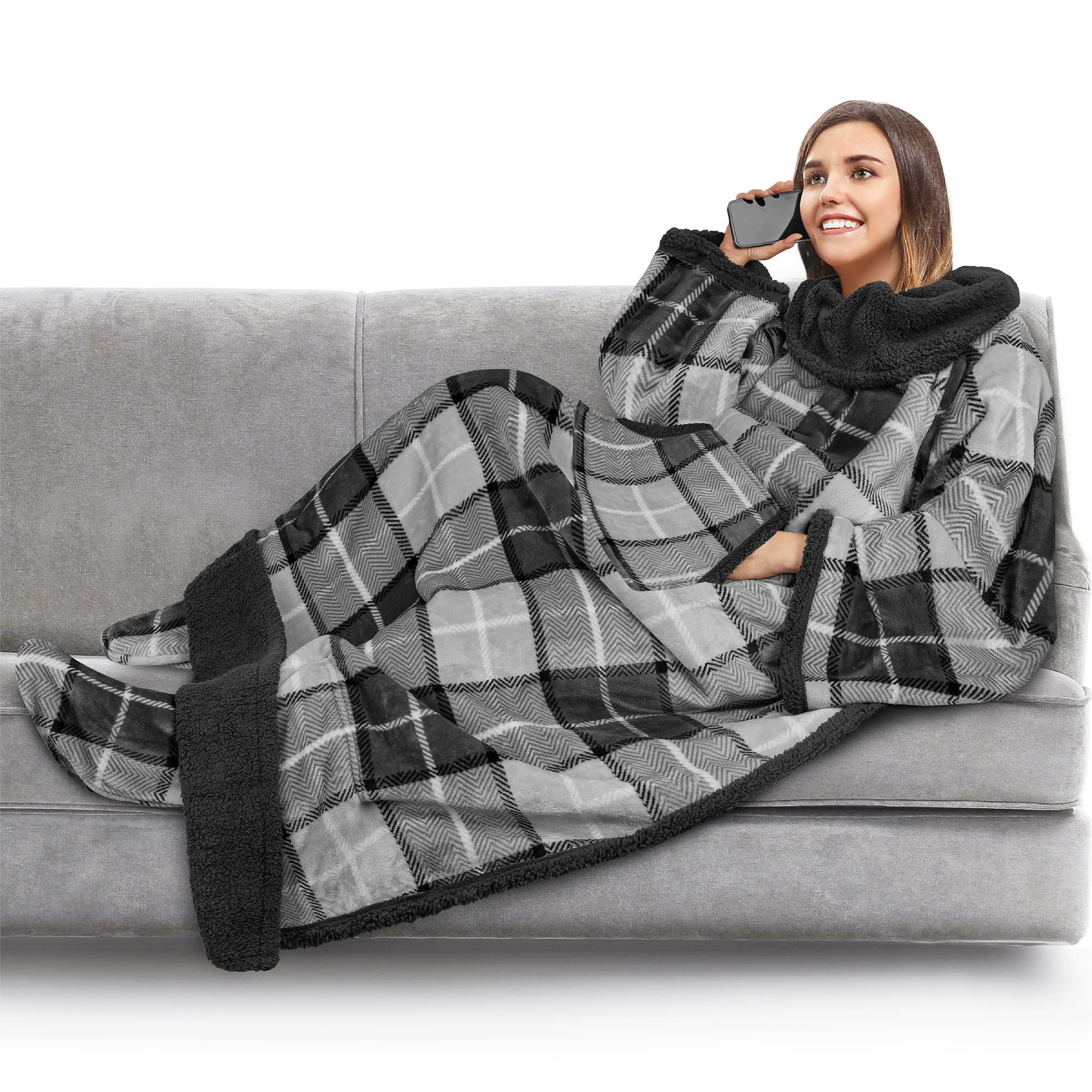 Manta Pavilia Sherpa Con Mangas Y Bolsillo Para Los Pies 130 X 180 Cm