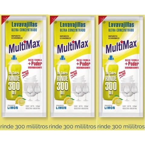 Multimax - Pack 6 Lavaloza Ultra Concentrado Para Diluir Rinde 300Ml C/U