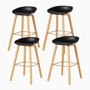 Spacehome - Set 4 Sillas Altas Nórdicas Negras – Diseño Moderno, Ergonómico Y Súper Resistentes