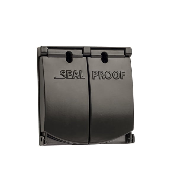Cubierta para toma eléctrica Sealproof de 2 módulos, metálica, resistente a la intemperie