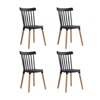 Vitelio - Pack 4 Sillas De Comedor Windsor Negro