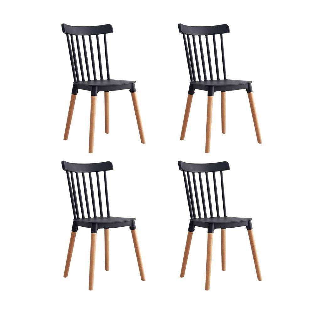 Vitelio - Pack 4 Sillas De Comedor Windsor Negro