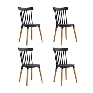 Vitelio - Pack 4 Sillas De Comedor Windsor Negro
