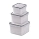 thumbnail image 1 of de 3 contenedores de comida apilables con tapa, fiambreras, escurridor extraíble sin BPA, contenedores para preparación de comidas, contenedores Cuadrado, 1 of 5