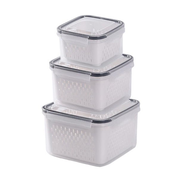 de 3 contenedores de comida apilables con tapa, fiambreras, escurridor extraíble sin BPA, contenedores para preparación de comidas, contenedores Cuadrado