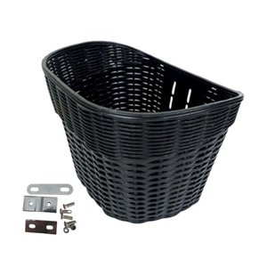 Ioensy - Cesta Para Bicicleta Cesta Para Manillar De Estilo Retro Desmontable De Ratán De Imitación Duradera S Negro